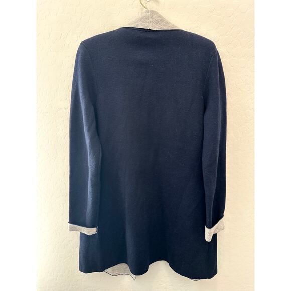 BODEN | Open Front Wool Blend Sweater Cardigan Navy Blue & Gray | Small - Picture 5 of 8